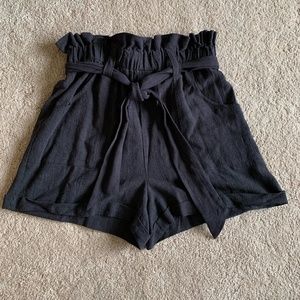 Black paper bag shorts